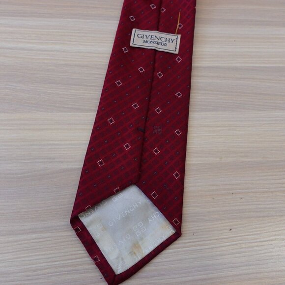Givenchy Neck Tie Men Red Silk Logo Monogram Monsieur Paris Necktie Designer USA - Picture 6 of 11